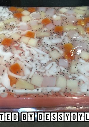 Foto resep Pudding Cocopandan susu dengan fruit cocktail, kelapa kw dan selasih