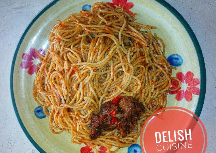 Step-by-Step Guide to Prepare Homemade Jollof spaghetti 🍝
