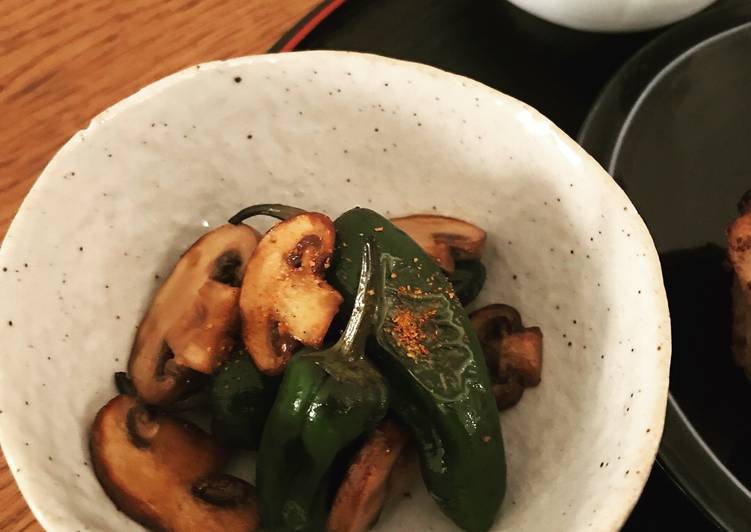 Padron Pepper and Mushroom Kinpira