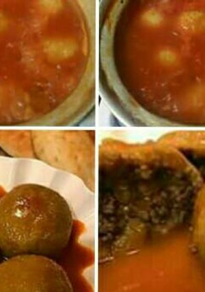 صورة لوصفة كبة البرغل بالشوربة الحمرا
