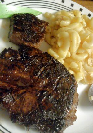 A picture of honey glazed beef steak.