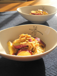 A picture of Sweet Potato and Enoki Mushroom Stir Fry with Oyster Sauce and Mayonnaise.