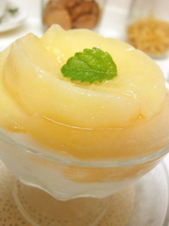 A picture of Peach Compote Served With Yogurt.