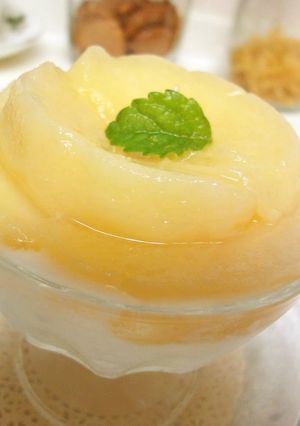 A picture of Peach Compote Served With Yogurt.
