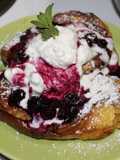 Stuffed Brioche French Toast with Blueberry Compote & Whipped Cream