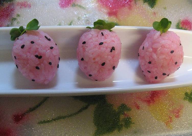 Cute Bite-Sized Strawberry Onigiri (Rice Balls)