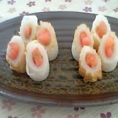 Bite-Size Appetizers - Watermelon Stuffed Chikuwa A picture of Bite-Size Appetizers - Watermelon Stuffed Chikuwa.