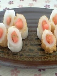 A picture of Bite-Size Appetizers - Watermelon Stuffed Chikuwa.
