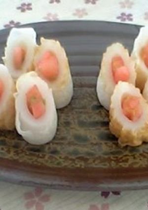 A picture of Bite-Size Appetizers - Watermelon Stuffed Chikuwa.