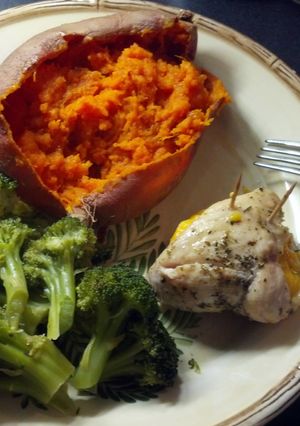 A picture of Apple and Cheddar Stuffed Chicken.