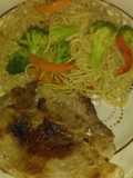 Espagueti con brócoli y pimiento morrón