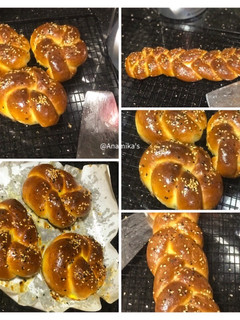 A picture of Instant 'Challah' Breads: 3-Braided Israeli Buns/Breads.