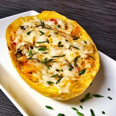A picture of Veggie Spaghetti Squash Boat.