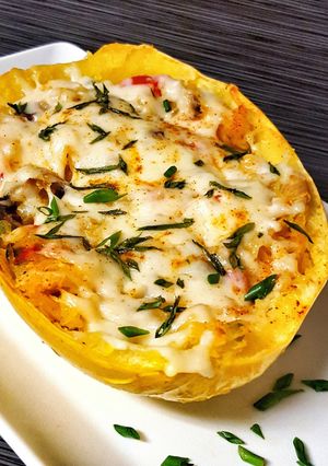 A picture of Veggie Spaghetti Squash Boat.