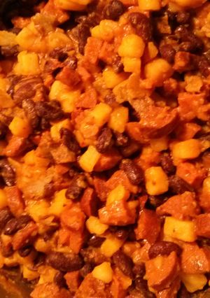 A picture of Puerto Rican Rice and Beans.