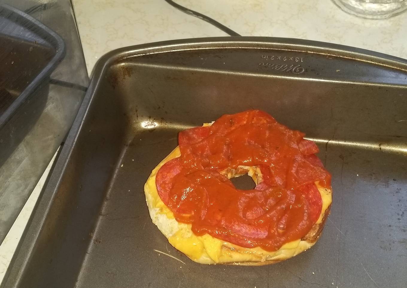 Beer cheese pizza bagels