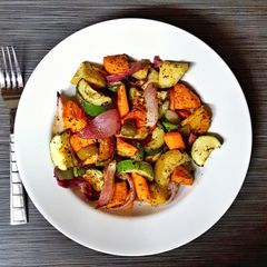 A picture of Potato and Veggie Roast.