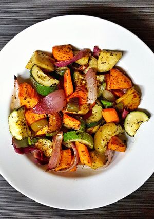 A picture of Potato and Veggie Roast.