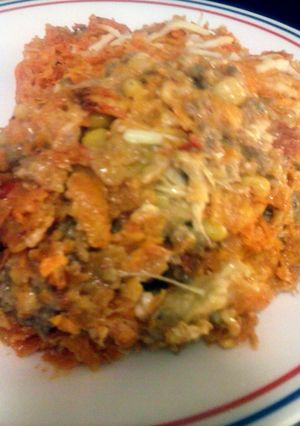 A picture of 3 cheese Doritos Casserole.