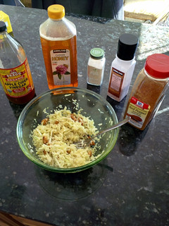 A picture of Spicy cabbage almond salad.