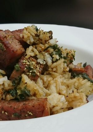 A picture of Spam With Wasabi Fried Rice.