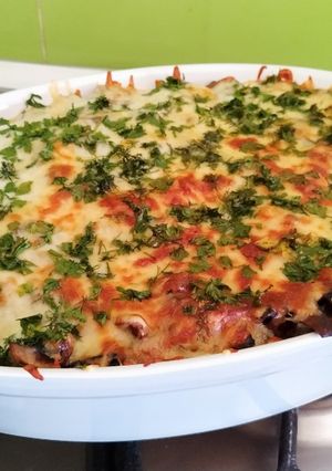 Фото Картофельная запеканка с мясом и грибами.