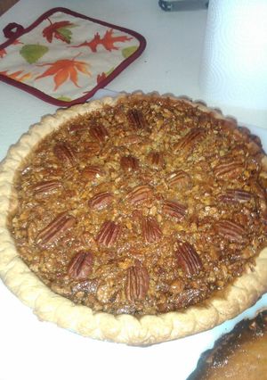 A picture of Pecan pie , makes 2.