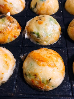 A picture of Our Takoyaki (Using All-Purpose Flour and Cabbage).