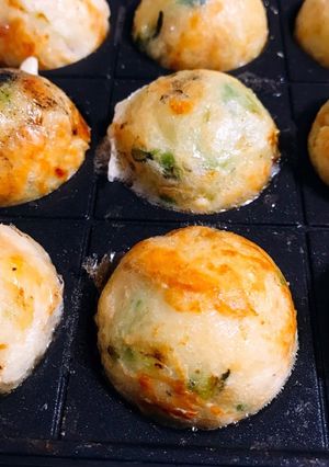 A picture of Our Takoyaki (Using All-Purpose Flour and Cabbage).
