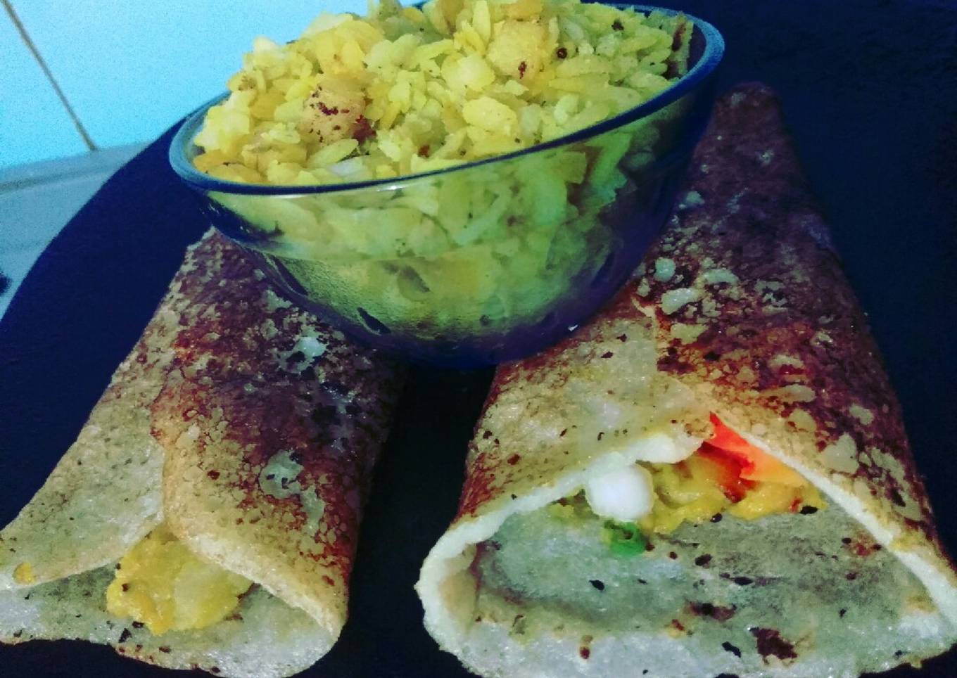 Potatoes stuff semolina dosa with poha