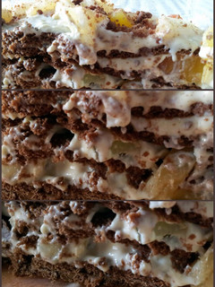 A picture of AMIEs Chocolate Graham Fruit Cocktail Cake.