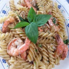 Jari's shrimp marinated beer pasta A picture of Jari's shrimp marinated beer pasta.