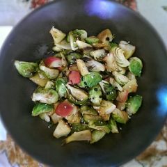 A picture of Brussels sprouts & apple warm salad.