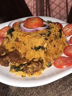 A picture of Rice and beans jollof.