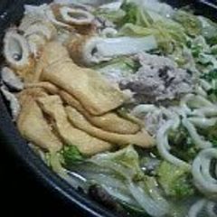 A picture of My Family's Napa Cabbage and Pork Stewed Udon Noodles.