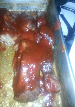 A picture of Slow cooked boneless bbq ribs.