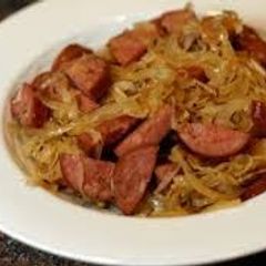 A picture of Mom's Homemade Polish Sausage and Sour Krout.