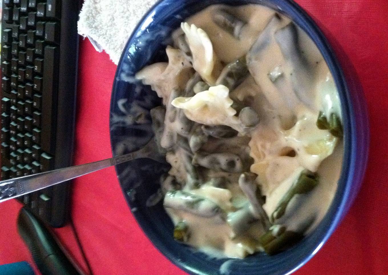 Green bean bow tie Alfredo