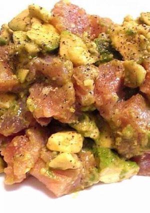 A picture of Wasabi Seasoned Avocado and Tuna Salad.