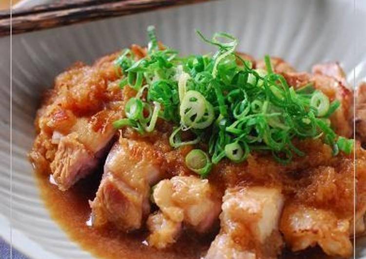 Steps to Make Any-night-of-the-week Tart Vinegar Sauce Chicken Simmered with Grated Daikon