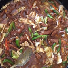 A picture of Shredded beef sauce.
