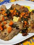 Côtes de porc marinées, carottes et coriandre