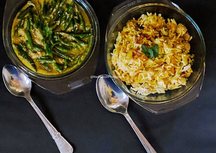 How to Prepare Quick Hyderabadi style Soya Nuggets ki Biryani and Safed Mirchi ki Salan