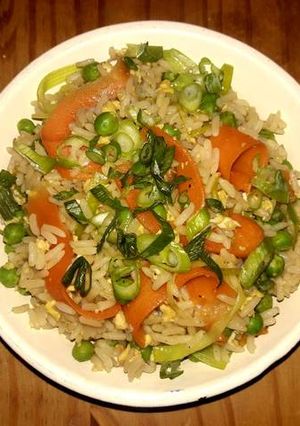 A picture of Vegetable loaded Fried Rice.
