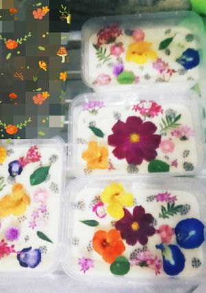 Foto resep Puding edible flower (edible flower milky puding)