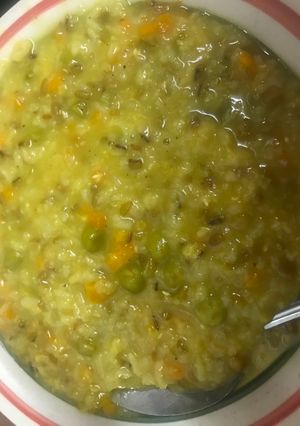 A picture of Delicious veggies with rice and lentil.