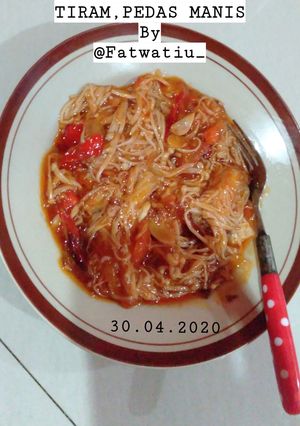 Foto resep JAMUR ENNOKI SAOS TIRAM,PEDAS MANIS RESEP By @Fatwatiu_