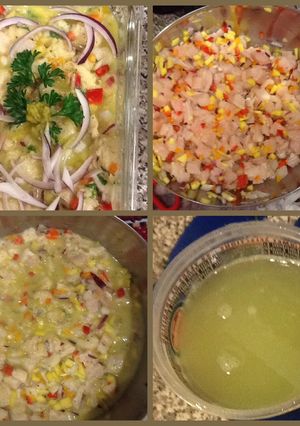 Una foto de Ceviche de pescado y camarones