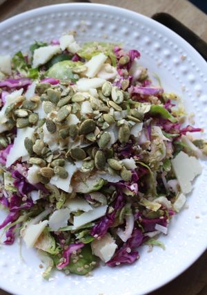 A picture of Shaved Brussel Sprouts Salad.