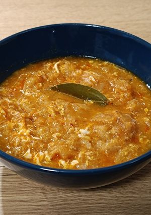 Una foto de Variación de sopa castellana al brandy de Jerez